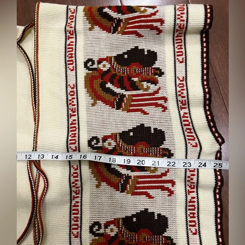 Cuauhtemoc Poncho Knitted Mexican Aztec Native Indian Fringe One Size - Picture 3 of 4